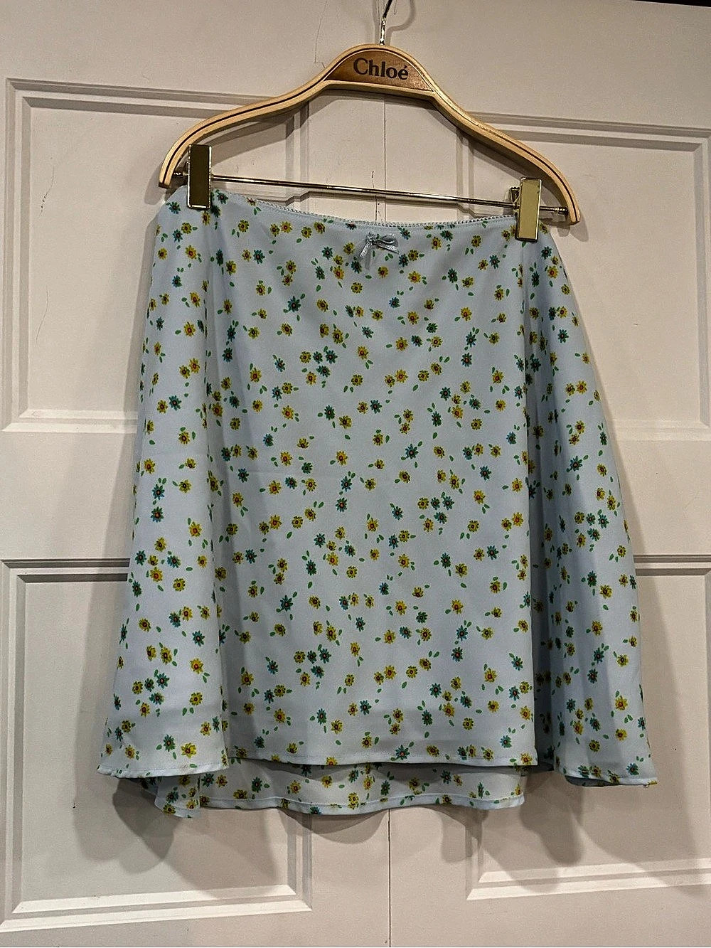 Wild Fable Blue Floral Mini Skirt with Bow, White & Yellow, Size XL